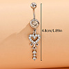 Brass Clear Cubic Zirconia Heart Dangle Belly Rings WG0D96C-01-5