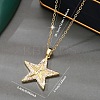 Brass Micro Pave Clear Cubic Zirconia Star Pendant Necklaces for Women FS-WG16544-01-4