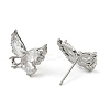 Brass Micro Pave Clear Cubic Zirconia Stud Earring Findings KK-C107-10P-2