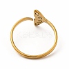 201 Stainless Steel Whale Tail Open Cuff Ring for Women LS-RJEW-K239-01G-1-2