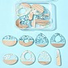 16Pcs 8 Styles Transparent Resin & White Wood Pendants RESI-FS0001-82-9