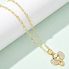 Brass Micro Pave Clear Cubic Zirconia Pendant Necklaces for Women NJEW-M084-02G-02-5