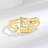 Adjustable Brass Micro Pave Cubic Zirconia Cuff Open Rings FS-WG9EABB-02-2