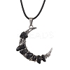 2Pcs 2 Styles Tibetan Style Alloy Moon Pendant Necklaces Set NJEW-JN04608-4
