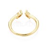 Brass Micro Pave Cubic Zirconia Cuff Rings for Women KK-T071-74G-3
