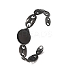 304 Stainless Steel Coffee Bean Chain Cuff Bracelet Blanks with Flat Round Bezel Settings SA-CBA4160-02A-EB-1