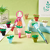8Pcs 8 Colors Leaf Pot Food Grade Eco-Friendly Silicone Focal Beads SIL-TA0002-14-6