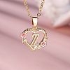 Brass Rose Flower Heart with Letter Pendant Necklaces FS-WGF6950-26-1