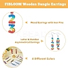 6 Sets 6 Colors Wood Dangle Earrings with Iron Pins EJEW-FI0003-27-3