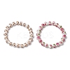 2Pcs Handmade Flower Printed Porcelain Ceramic Beaded Stretch Bracelets BJEW-JB11910-2