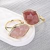 Horse Eye Natural Strawberry Quartz Cuff Rings RJEW-M076-04G-04-4