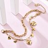 304 Stainless Steel Multi-Strand Charm Bracelets BJEW-C089-02G-3