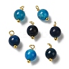 Dyed Natural Agate Round Charms with Real 18K Gold Plated Brass Loops KK-P242-09A-G01-1