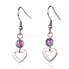 Heart Natural Amethyst Dangle Earrings EJEW-JE01884-03-1