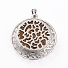 Natural Tiger Eye Pendants with Hollow Platinum Brass Findings G-P448-A15-P-4
