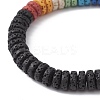 Dyed Colorful Natural Lava Rock Disc & Pearl Beaded Stretch Bracelet BJEW-JB09758-4