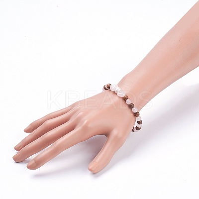 Natural Rose Quartz Stretch Bracelets BJEW-JB03747-04-1
