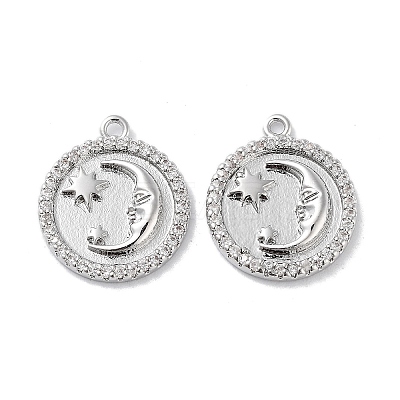 Brass Micro Pave Clear Cubic Zirconia Pendants KK-F871-30P-1