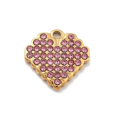304 Stainless Steel Rhinestone Charms STAS-M092-06G-1