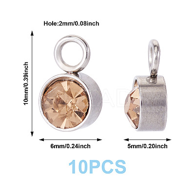 10Pcs Glass Rhinestone Charms STAS-TA0003-26C-1
