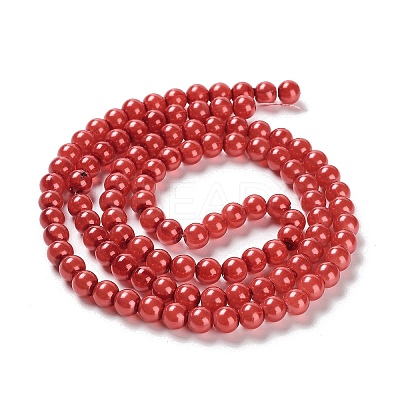 Baking Paint Pearlized Glass Pearl Round Bead Strands HY-XCP0001-13C-1