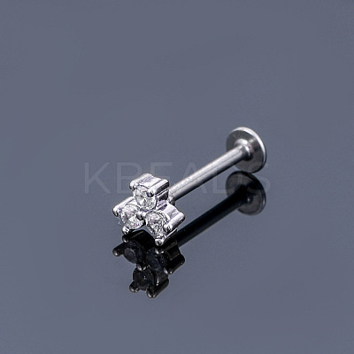 316L Surgical Stainless Steel Micro Pave Clear Cubic Zirconia Cartilage Earrings WGEC19D-05-1