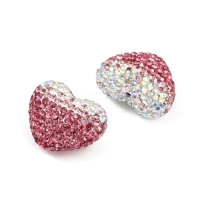 Gradient Color Heart Shaped Polymer Clay Rhinestone Beads CLAY-NH0002-03A-1