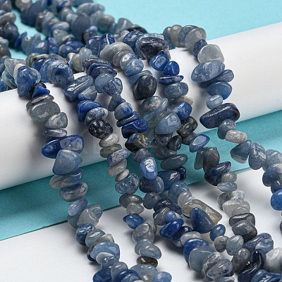 Dyed & Heated Natural Blue Aventurine Chip Beads Strands G-M205-10C-1