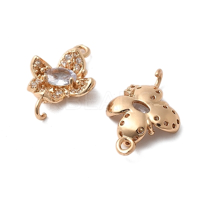 Brass Micro Pave Cubic Zirconia Connector Charms KK-Z103-10KCG-01-1