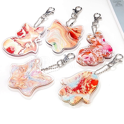 Acrylic Diamond Painting Hamsa Hand Pendant Keychain Kits PW-WG42451-01-1