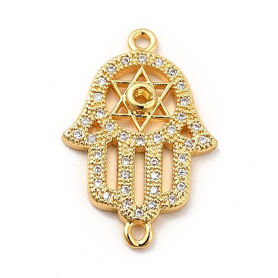 Eco-Friendly Rack Plating Brass Micro Pave Clear Cubic Zirconia Connector Charms KK-F847-05G-1
