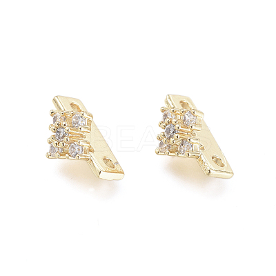 2 Hole Brass Micro Pave Cubic Zirconia Multi-strand Links ZIRC-K084-G01-G-1