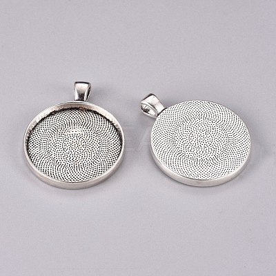 Alloy Pendant Cabochon Settings PALLOY-A13349-AS-NR-1
