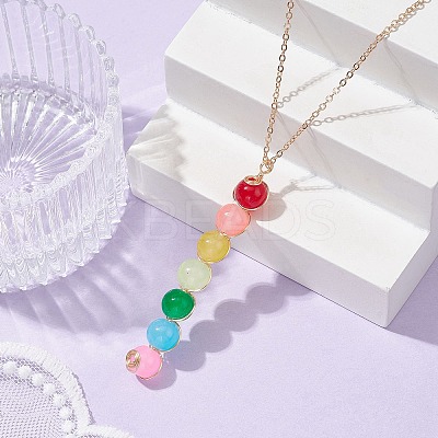 Colorful Glass Round Beaded Pendant Necklaces NJEW-JN04581-01-1