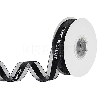Happy Birthday Polyester Ribbons SRIB-WH0011-341C-1