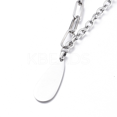 Non-Tarnish 304 Stainless Steel Paperclip Chains & Cable Chain Jewelry Sets SJEW-K153-55P-1