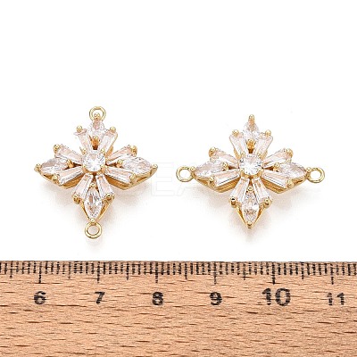 Brass Pave Clear Cubic Zirconia Connector Charms KK-N284-10G-1