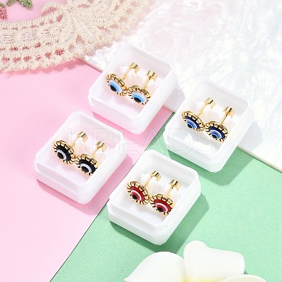 Evil Eye Glass Ear Fake Plugs EJEW-H105-27G-1
