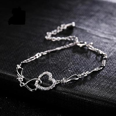 Brass Cubic Zirconia Link Chain Bracelets BJEW-EE0003-01P-1