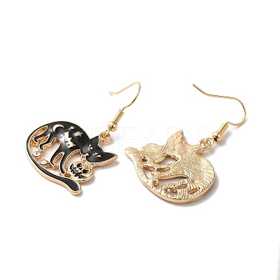 Halloween Golden Alloy Enamel Dangle Earrings EJEW-K274-03C-G-1