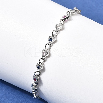 Brass Micro Pave Cubic Zirconia Link Bracelets BJEW-H639-10P-1