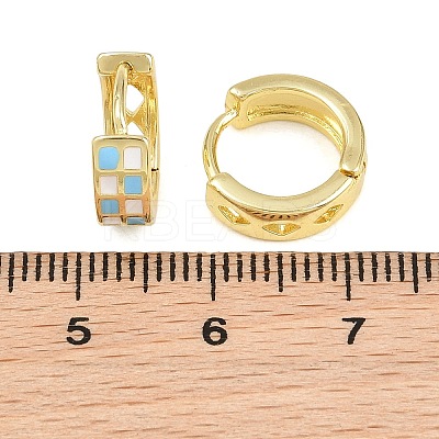 Tartan Pattern Enamel Chunky Hinged Huggie Hoop Earrings for Women EJEW-P196-22G-03-1