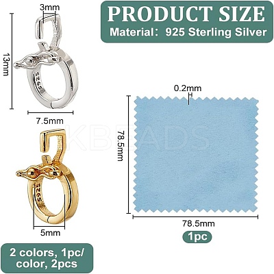2Pcs 2 Colors 925 Sterling Silver Twister Clasp STER-GO0001-32-1
