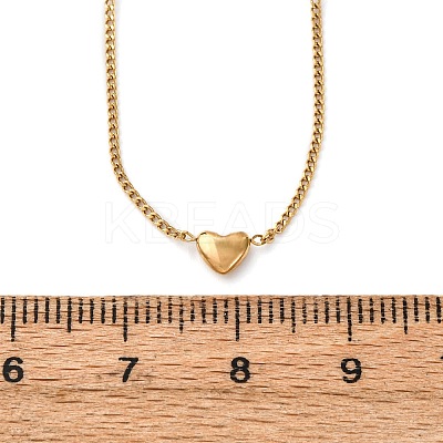 304 Stainless Steel Heart Link Chain Necklaces for Women NJEW-K296-02G-1