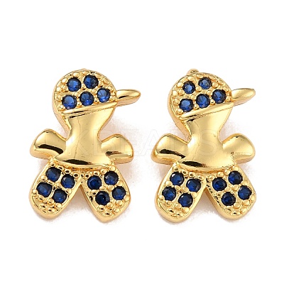 Brass Micro Pave Dark Blue Cubic Zirconia Charms ZIRC-A021-58G-1