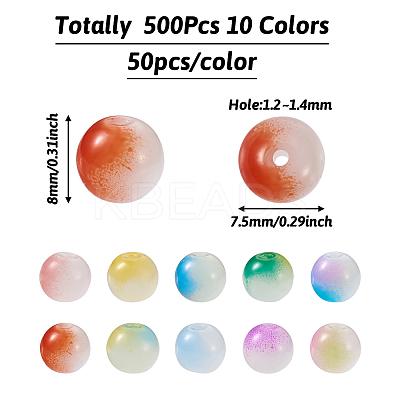 500Pcs 10 Colors Imitation Jade Glass Beads DGLA-KS0001-01-1