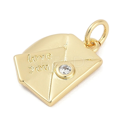 Brass Micro Pave Clear Cubic Zirconia Charms KK-G522-31G-1