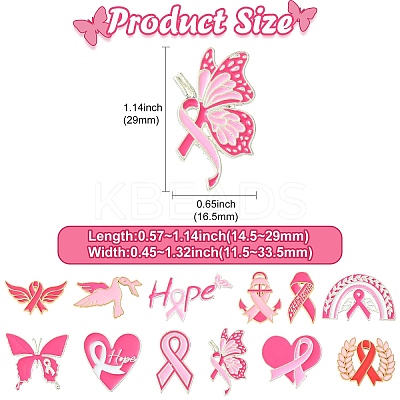 12Pcs 12 Styles Awareness Ribbon Enamel Pins JEWB-CJ0001-51-1