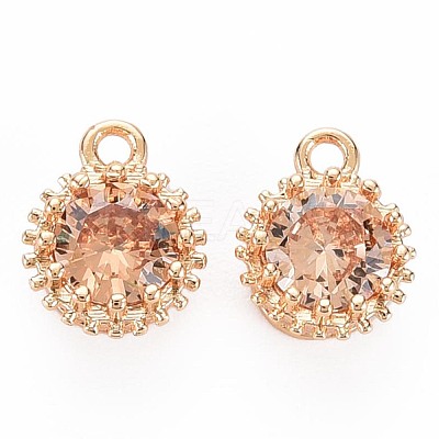 Brass Micro Pave Cubic Zirconia Charms KK-S356-772J-1