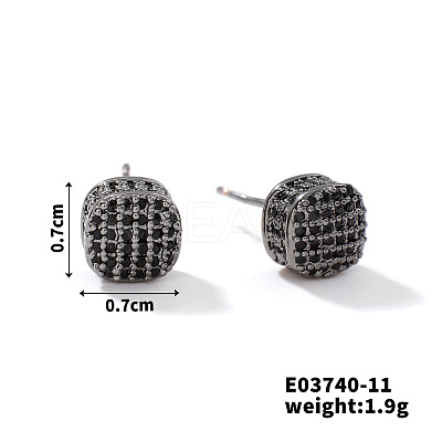 Chic Brass Cubic Zirconia Stud Earrings ZD1304-3-1